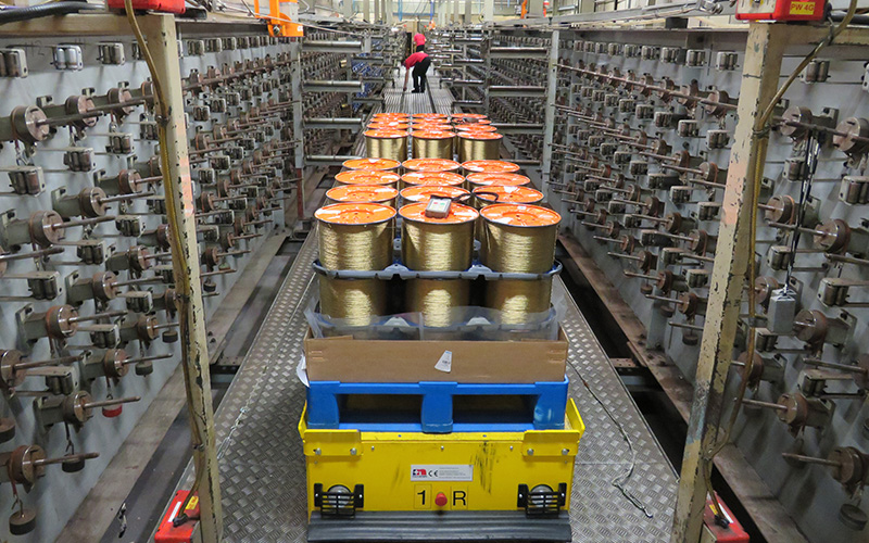 Battery powered 'Creel' Trolley at Pirelli Tyres Battery powered 'Creel' Trolley at Pirelli Tyres